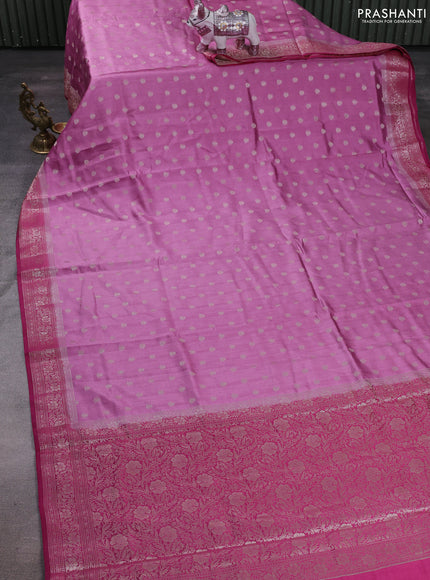 Pastel Pink & Pink Chiniya Silk Saree - Buttas