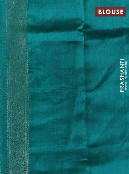 Teal Green Chiniya Silk Saree - Buttas