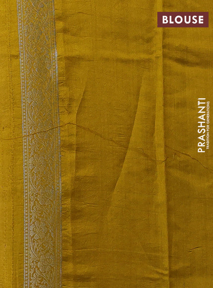 Yellow & Mustard Yellow Chiniya Silk Saree - Buttas