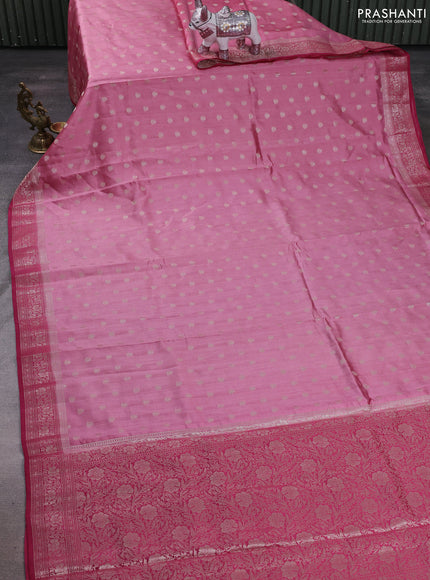 Pastel Pink & Pink Chiniya Silk Saree - Buttas