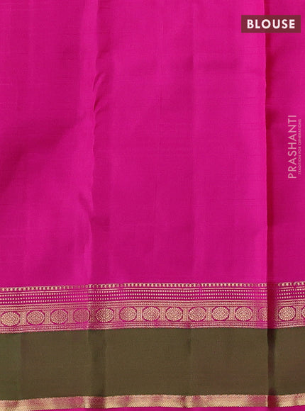Orange & Pink Pure Kanchipuram Silk-Self emboss