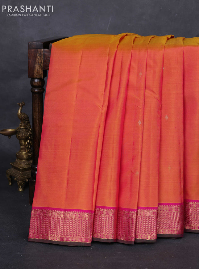 Mustard Yellow Pure Kanchipuram Silk-Butta