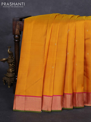 Yellow & Pink Pure Kanchipuram Silk -Butta