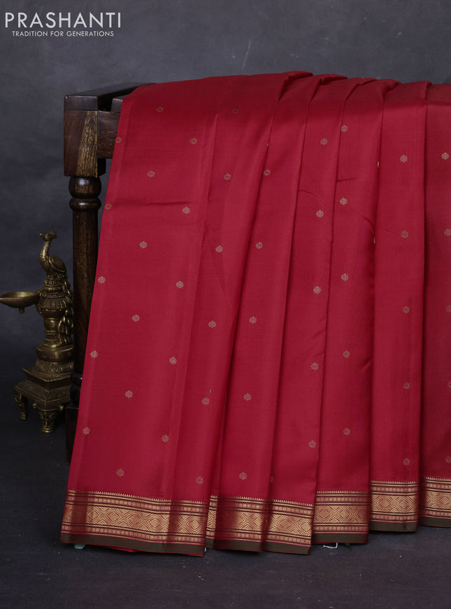 Red & Green Pure Kanchipuram Silk-Butta