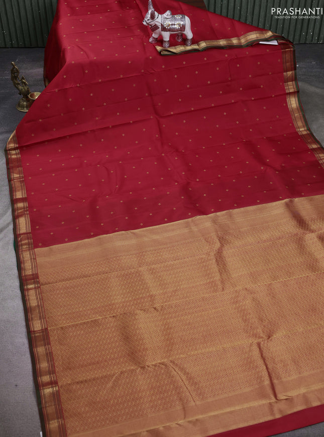 Red & Green Pure Kanchipuram Silk-Butta