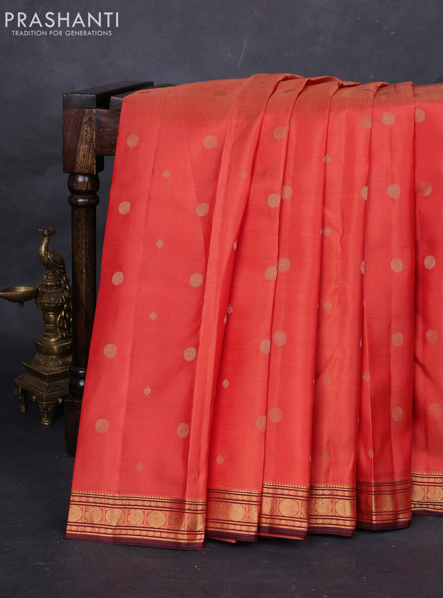 Orange & Jamun Pure Kanchipuram Silk-Butta