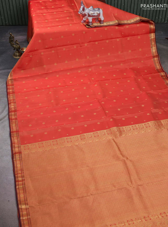 Orange & Jamun Pure Kanchipuram Silk-Butta