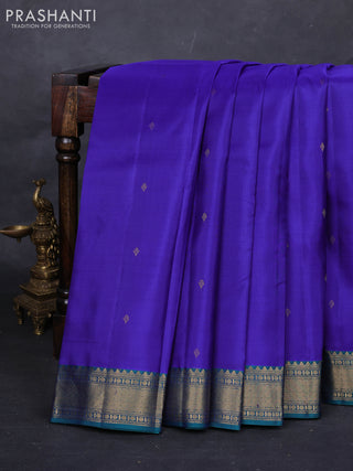 Blue & Peacock Green Pure Kanchipuram Silk-Butta