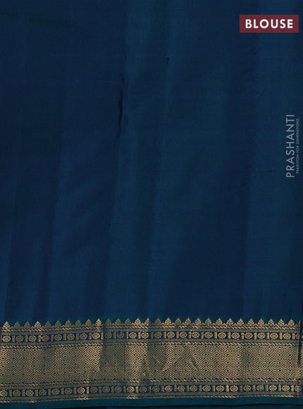 Blue & Peacock Green Pure Kanchipuram Silk-Butta
