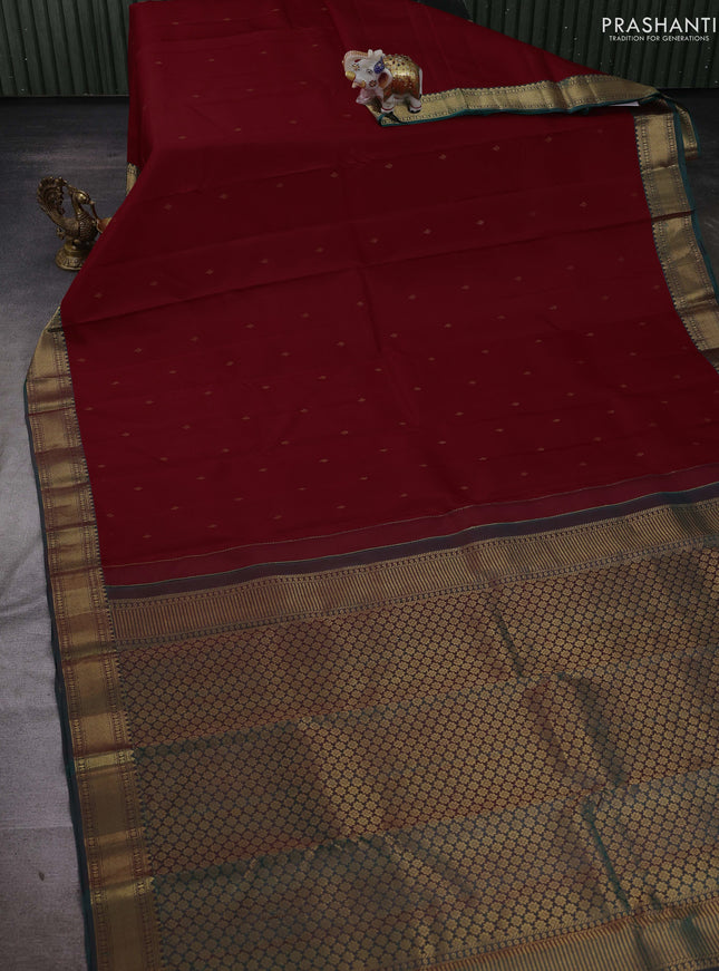 Maroon & Green Pure Kanchipuram Silk-Butta