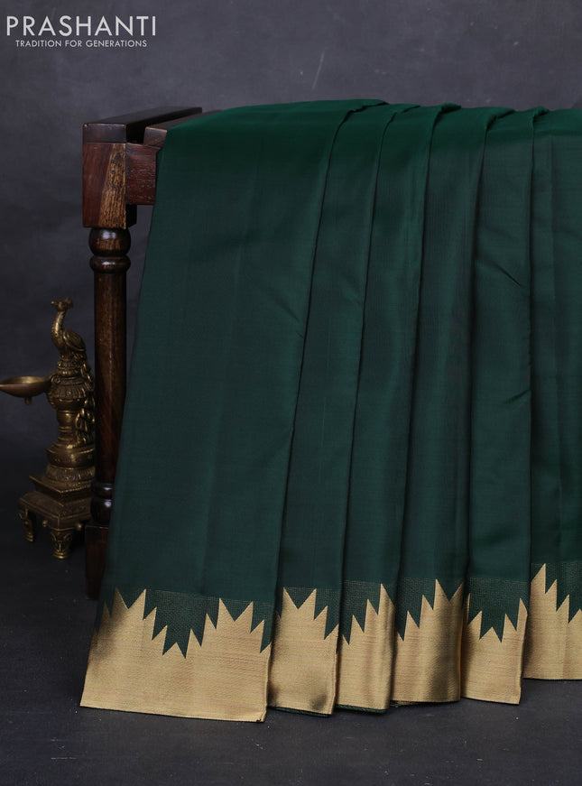 Green Pure Kanchipuram Silk-Temple