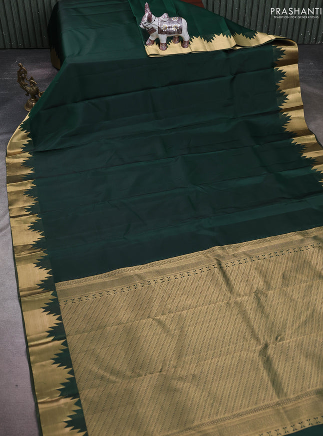 Green Pure Kanchipuram Silk-Temple