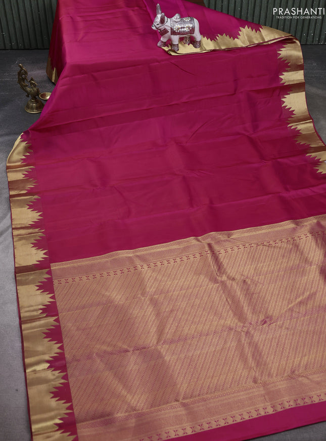 Pink Pure kanchipuram Silk-Temple