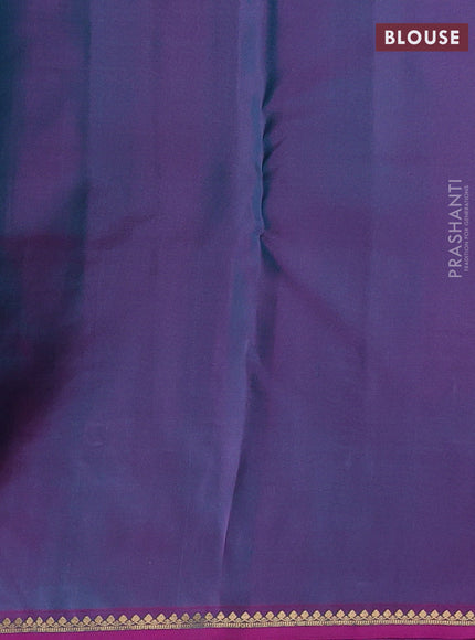 Teal Green & Purple Pure Kanchipuram Silk-Butta