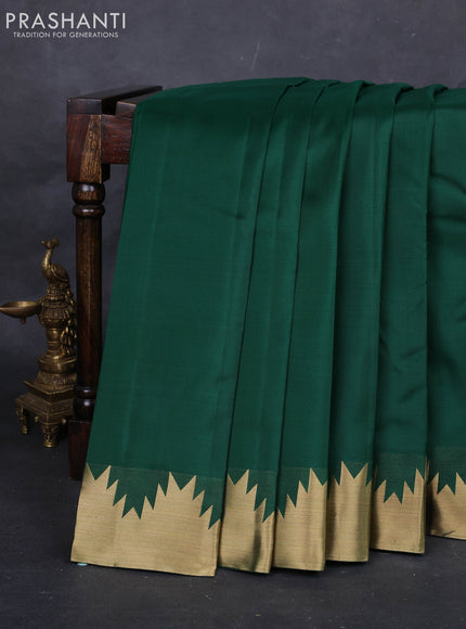 Green Pure Kanchipuram Silk-Temple