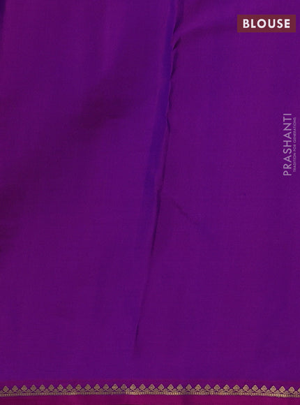 Peacock blue & Purple Pure Kanchipuram Silk-Butta