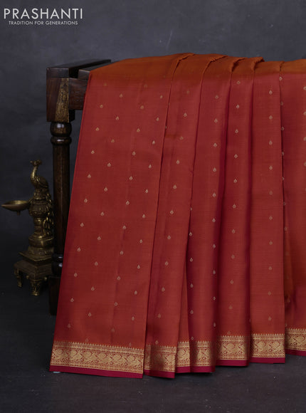 Orange & Maroon Pure Kanchipuram Silk-Butta