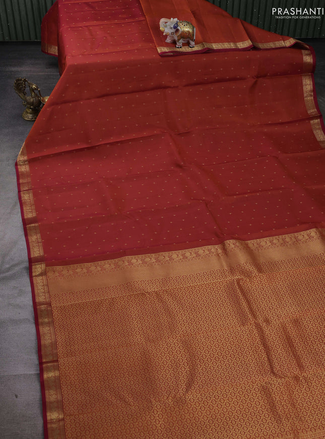 Orange & Maroon Pure Kanchipuram Silk-Butta