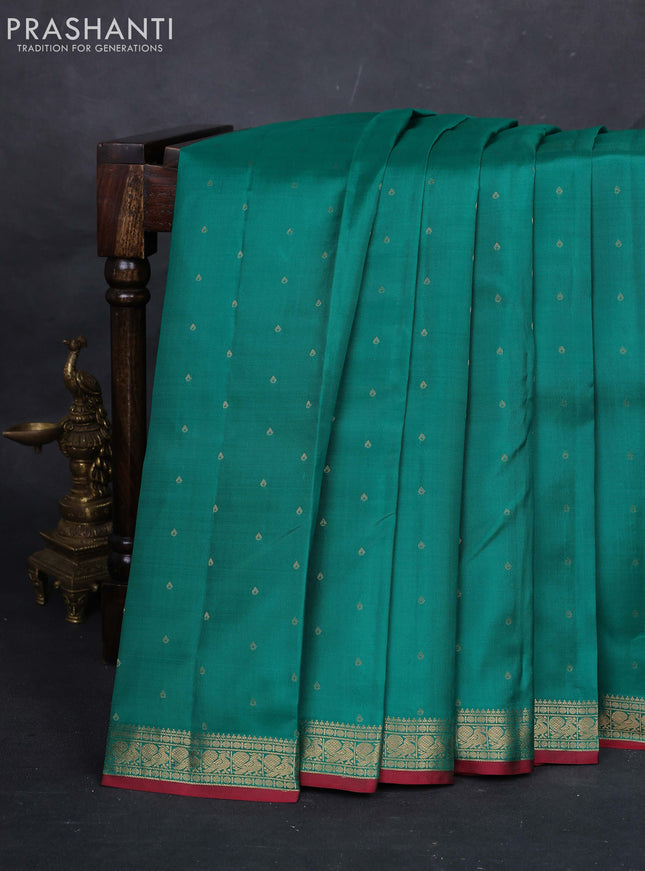 Green & Maroon Pure Kanchipuram silk-Butta