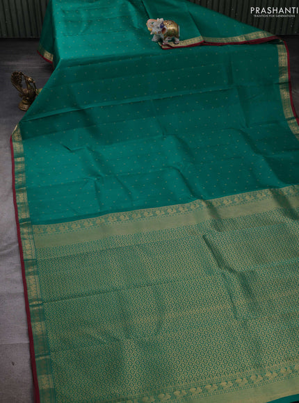 Green & Maroon Pure Kanchipuram silk-Butta