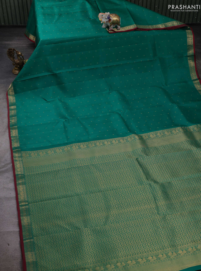 Green & Maroon Pure Kanchipuram silk-Butta