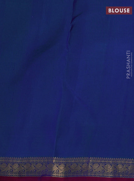 Peacock Green & Pink Pure Kanchipuram silk-Butta