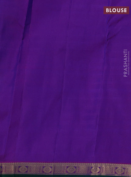 Peacock Green & Purple Pure Kanchipuram silk-Butta