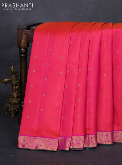Orange & Pink Pure Kanchipuram Silk-Butta
