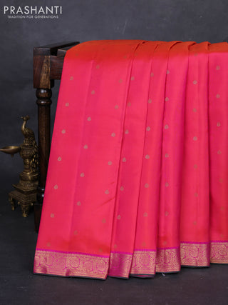 Orange & Pink Pure Kanchipuram Silk-Butta