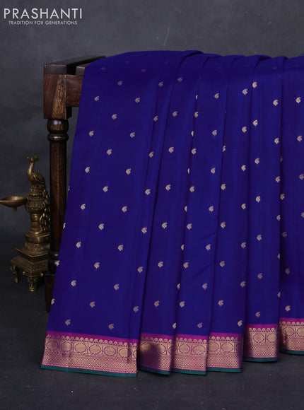 Blue & Purple Pure Kanchipuram Silk-Butta