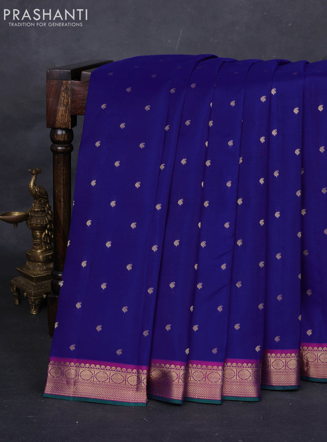 Blue & Purple Pure Kanchipuram Silk-Butta