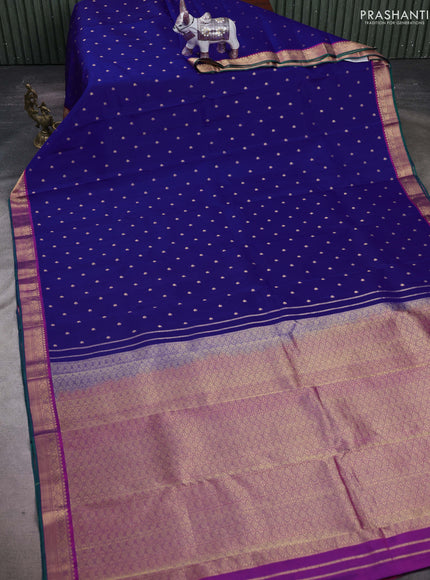Blue & Purple Pure Kanchipuram Silk-Butta