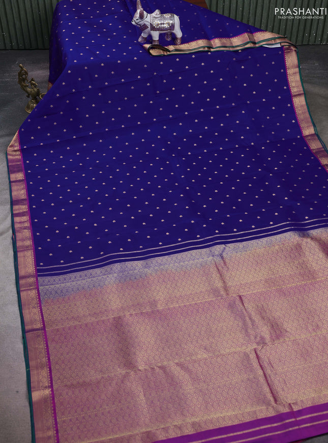 Blue & Purple Pure Kanchipuram Silk-Butta