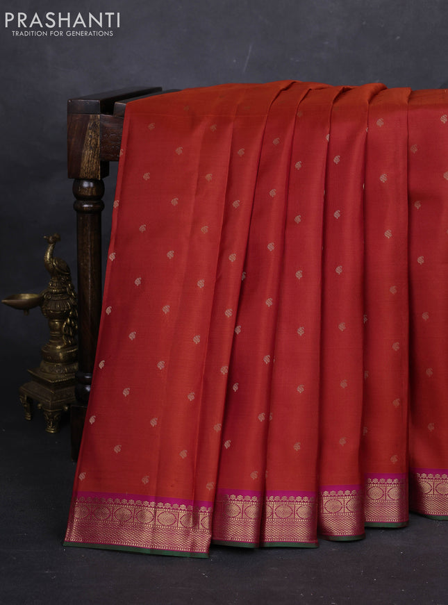 Orange & Magenta Pure Kanchipuram silk-Butta