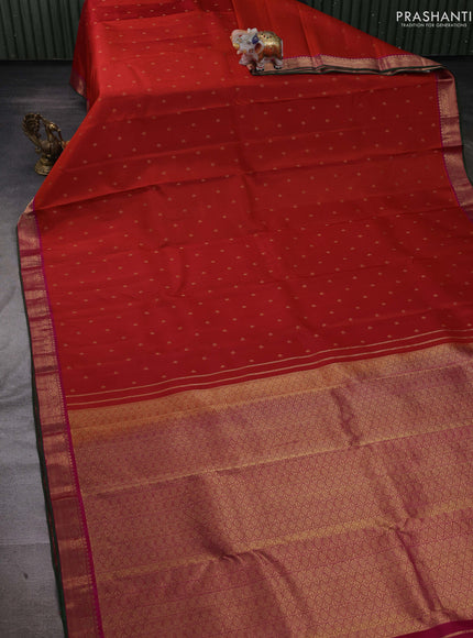 Orange & Magenta Pure Kanchipuram silk-Butta