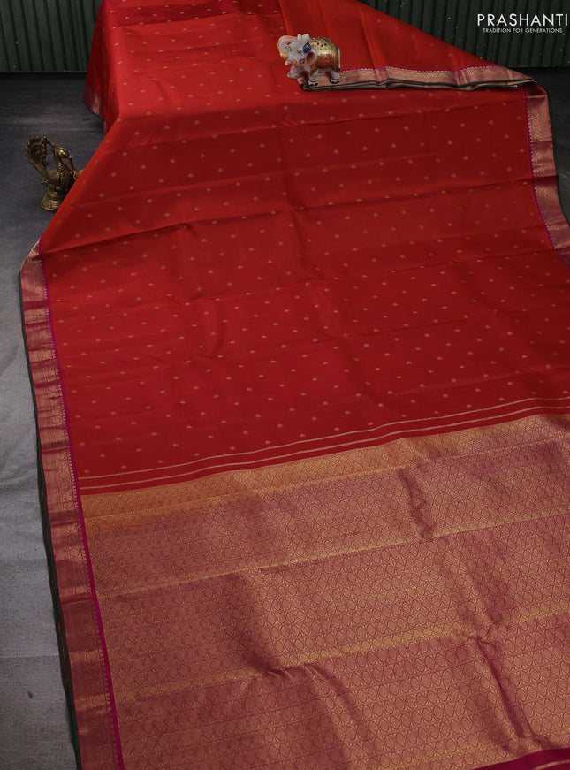 Orange & Magenta Pure Kanchipuram silk-Butta