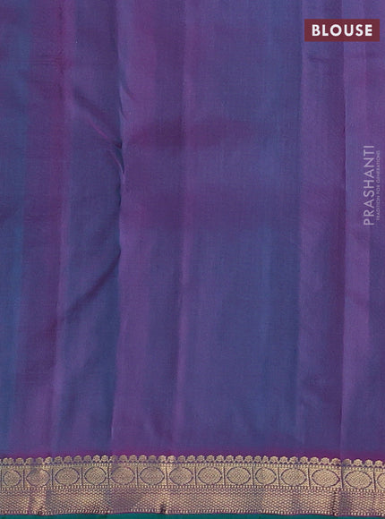 Teal Green & Purple Pure Kanchipuram silk-Butta
