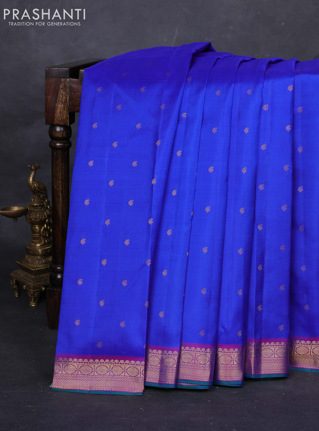 Blue & Purple Pure Kanchipuram Silk-Butta