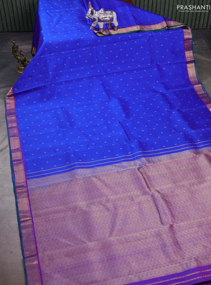 Blue & Purple Pure Kanchipuram Silk-Butta