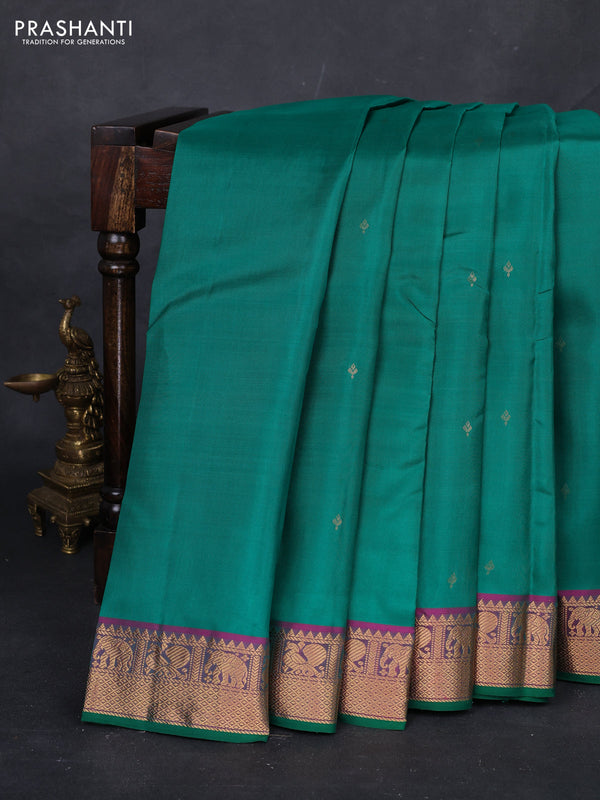 Green & Pink Pure Kanchipuram Silk - Buttas