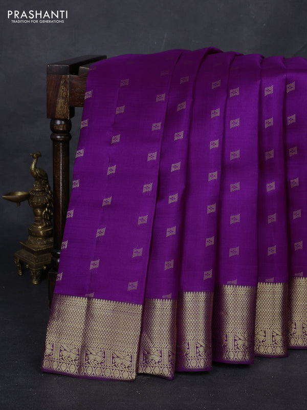 Purple Pure Kanchipuram Silk - Buttas