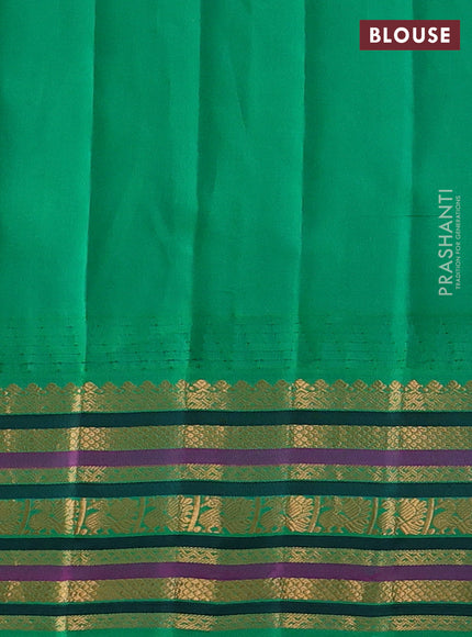 Magenta Pink & Green Gadwal Silk - Buttas