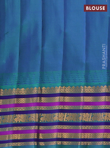 Grey & Green Gadwal Silk - Buttas