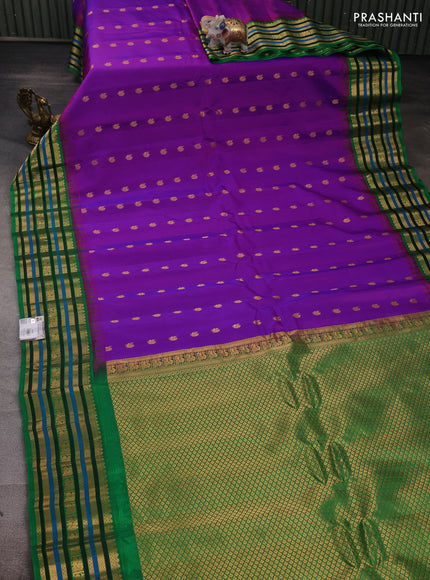 Purple & Green Gadwal Silk - Buttas
