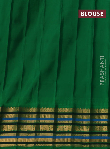 Purple & Green Gadwal Silk - Buttas