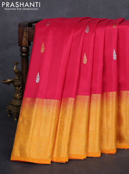 Pink & Sunset Orange Gadwal Silk - Buttas