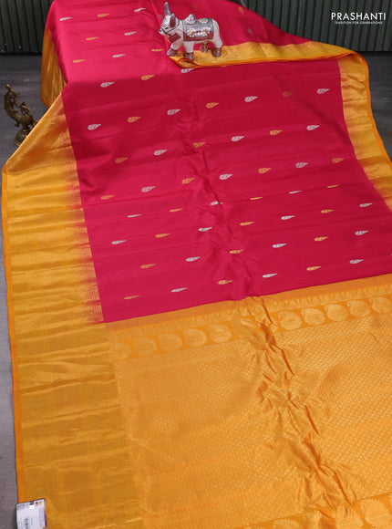 Pink & Sunset Orange Gadwal Silk - Buttas