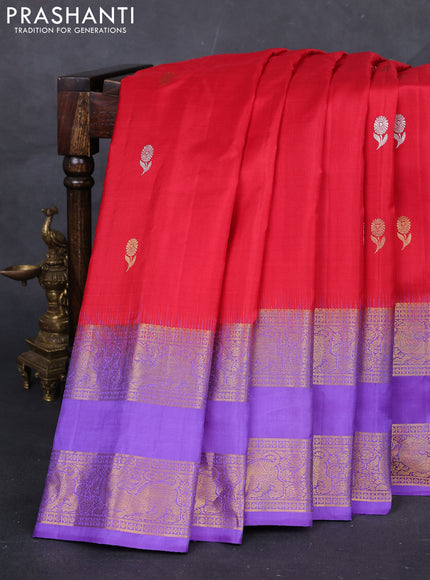 Red & Lavender Gadwal Silk Saree