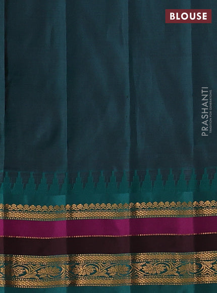 Pink & Peacock Green Gadwal Silk Saree