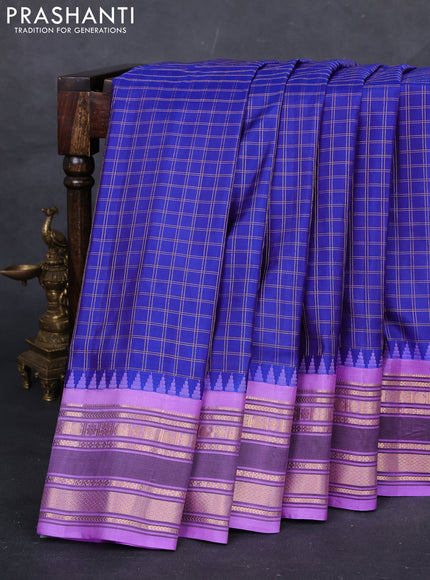 Blue & Lavender Gadwal Silk - Checks